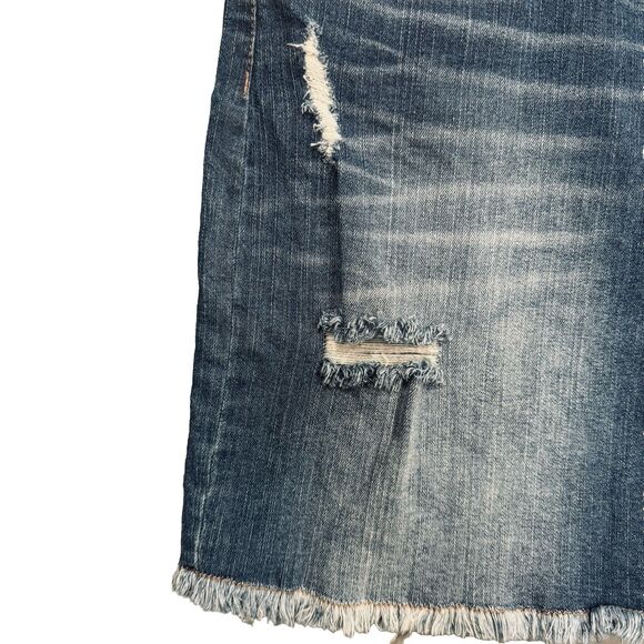 Mossimo Denim Skirt 10/30 (31x16.5) Blue Straight Distressed Super Stretch Women - Picture 7 of 8